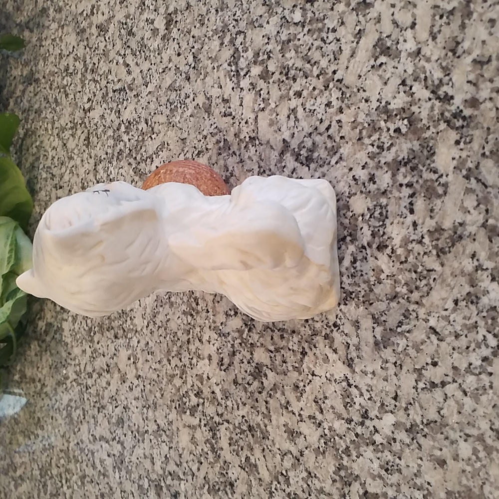 1950's MCM Playful White & Gray Kitten With Yarn Ceramic Figurine - Picture 3 of 8